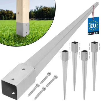 Stâlp de bază condus ancoră sol oțel 70x70x750 mm set de 4 buc.