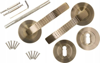 Mâner de ușă cu cheie bară rotundă patina 110 mm