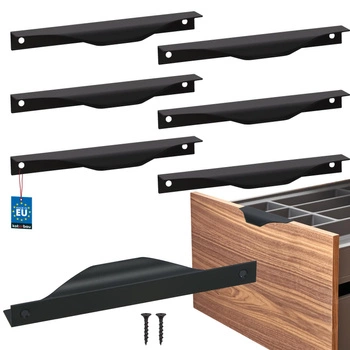Mâner pentru mobilă modern aluminiu negru mat 160 mm set de 6 buc.