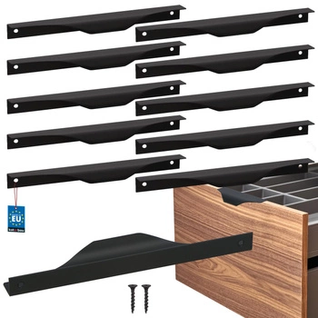 Mâner pentru mobilă modern aluminiu negru mat 192 mm set de 10 buc.