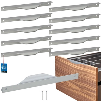 Mâner pentru mobilă modern aluminiu argintiu 192 mm set de 10 buc.