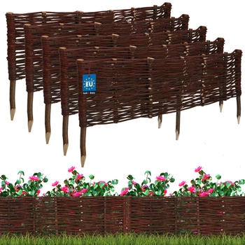 Gard de grădină din răchită condus palisadă margine 100x30 cm set de 5 buc.