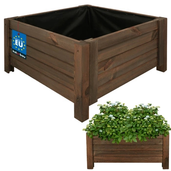 Ghiveci din lemn, cutie de grădină pentru flori și plante 60x60 cm - Culoare maro