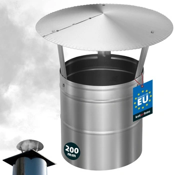 Copertină de fum pentru țeavă de coș galvanizată argintie 200 mm