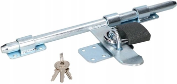 Zăvor 340mm ușă garaj cu lacăt - Culoare argintiu