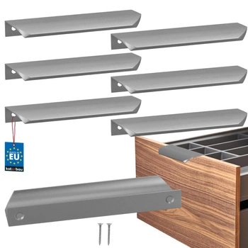 Mâner mobilier aluminiu argintiu 128/148 mm set de 6 buc.