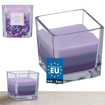 Lumânare de sticlă parfumată tricoloră 32 h - lavanda