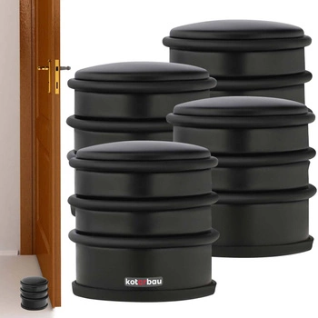Opritor de ușă de sine stătător negru 7 cm set de 4 buc.
