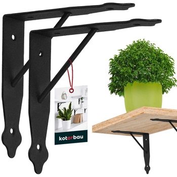 Suport de raft cu ranforsare negru 15x15 cm set de 2 buc.