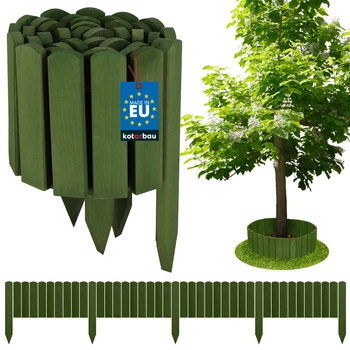 Gard de grădină palisadă bordură din lemn condus verde 200x20 cm