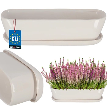 Ghiveci ceramic alungit alb cu podmicukou 28 cm