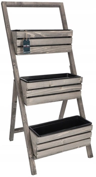 Pat de flori de grădină 3 ghivece de balcon cu inserție gri - 105 cm