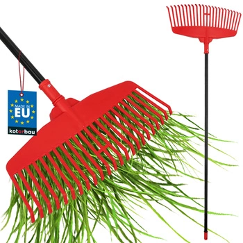 Greblă pentru frunze, iarbă și fân 48,5 cm cu coadă din aluminiu 1,5 m