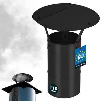 Copertină de fum pentru țeavă de coș galvanizată neagră 110 mm
