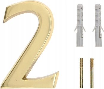 Numărul casei "2" pentru ușă 3d 10cm alamă