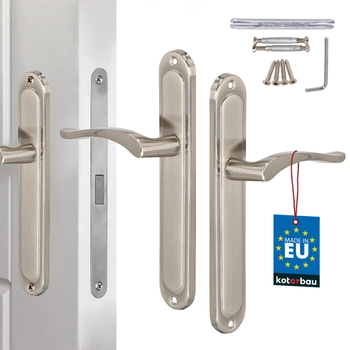 Mâner clasic pentru ușă cu placă lungă fără orificiu satinat