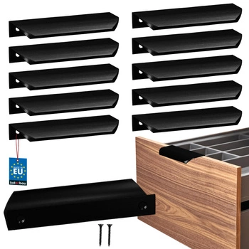 Mâner mobilier aluminiu negru mat 96/116 mm set de 10 buc.