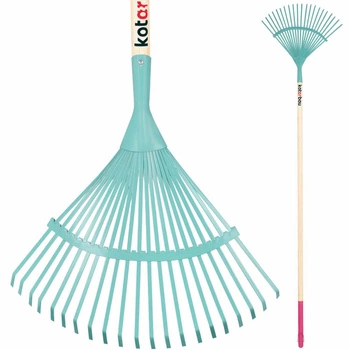 Greblă evantai din bandă metalică cu mâner de 187 cm