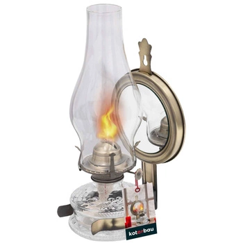 Lampă de parafină cu oglindă retro antic de epocă pentru ulei