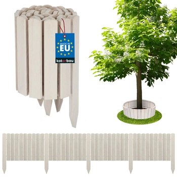 Gard de grădină palisadă bordură din lemn condus alb 200x30 cm