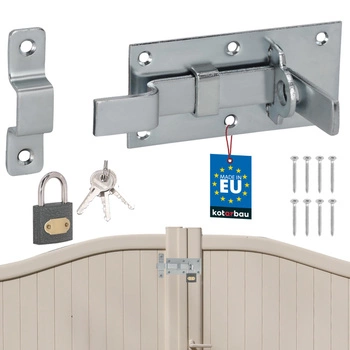 Zăvor îndoit universal pentru uși poartă mică din oțel cu lacăt 100 mm