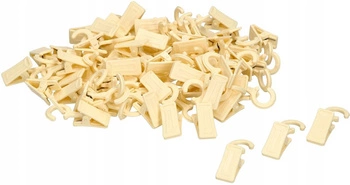 Cârlige plastic pentru tijă perdea lemn set de 100 buc.
