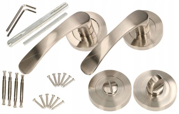 Set de mânere de ușă 110mm satinat cu cheiță de wc