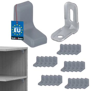 Suport unghiular pentru mobilă cu capac cenușă set de 25 buc.