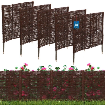 Gard de grădină din răchită condus palisadă margine 60x60 cm set de 5 buc.