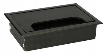 Suport pentru cabluri din aluminiu - găuri de mobilier negru 120x80 mm