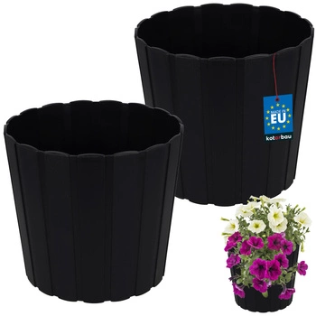 Ghiveci din plastic pentru flori antracit 24cm set de 2 buc.