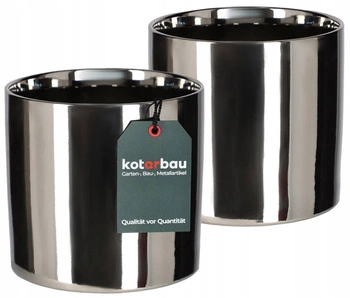Ghiveci argintiu ceramic lucios fi 160 set de 2 buc.