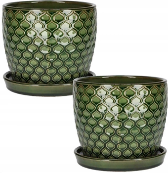 Ghiveci ceramic cu farfurie ⌀17 cm set de 2 buc.