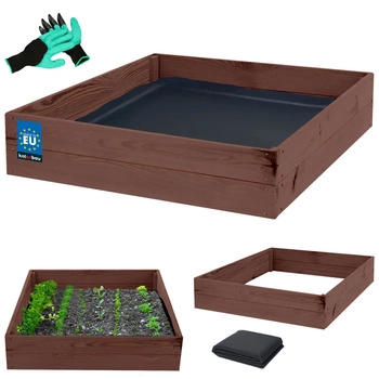 Cutie de legume din lemn ierburi creștere maro 120x120x18 cm