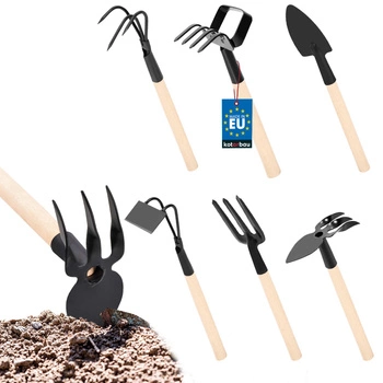 Mini set de unelte de grădinărit 6pcs furculiță cu sapa