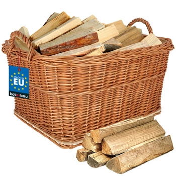 Coș de nuiele pentru lemne pentru șemineu cu mâner