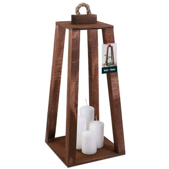 Lumânare din lemn con lanternă acasă grădină maro 20x20 cm