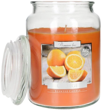 Lumânare parfumată mare din sticlă cu capac 100 h - portocaliu