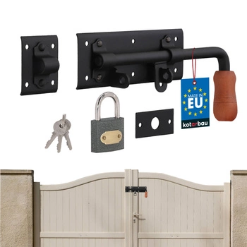 Zăvorâre de garaj 280 mm negru pentru ușă de garaj cu lacăt dreapta cu lacăt