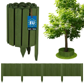 Gard de grădină palisadă bordură din lemn condus verde 200x30 cm