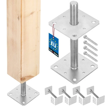 Baza coloanei cu șurub reglabilă tijă m24 110x110x250 mm set de 4 buc.