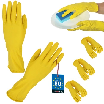 Mănuși utilitare din latex de cauciuc galben flocat mărimea xl set de 3 buc.