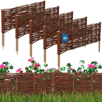 Gard de grădină din răchită condus palisadă margine 60x20 cm set de 5 buc.