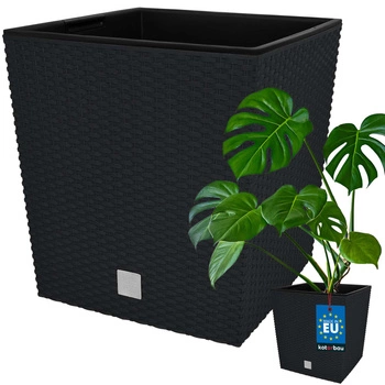 Ghiveci de grădină din rattan cu inserție antracit 40x40 cm