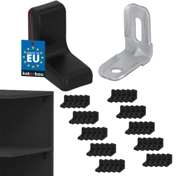 Suport unghiular pentru mobilă cu capac negru set de 50 buc.