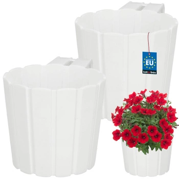 Ghiveci de balcon pentru balustradă cu mâner pentru agățat alb 150 mm set de 2 buc.