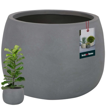 Ghiveci de flori din fibră ceramică mare pentru living terasă gri 33x23 cm