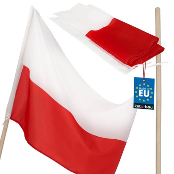 Steag Polonia alb-roșu pentru catarg cu tijă din lemn 110x70 cm