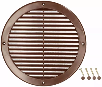 Grilaj de ventilație rotund fi 200 mm cu plasă - Culoare maro