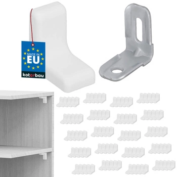 Suport unghiular pentru mobilă cu capac alb set de 100 buc.